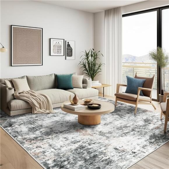 8x10 Area Rugs, Modern Abstract Washable Rug for Living Room, Stain Resistant - Picture 4 of 7